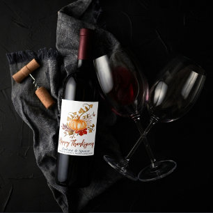 Étiquette Pour Bouteilles De Vin Rustique Thanksgiving Autumn Citrouille Patch Gour