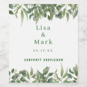 Étiquette Pour Bouteilles De Vin Rustique Vert Feuille Verdure Mariage de feuillage (Étiquettes simples)