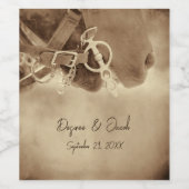 Étiquette Pour Bouteilles De Vin Rustique Western Brown Horse Mariage (Étiquettes simples)