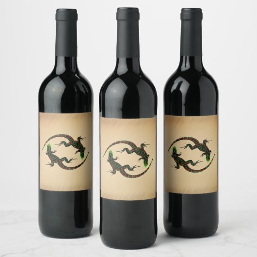 Étiquette Pour Bouteilles De Vin Rustique Yin Yang Lizards (Bouteilles)