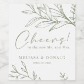 Étiquette Pour Bouteilles De Vin Sage Boho Fleurs Mariage Boho (Étiquettes simples)