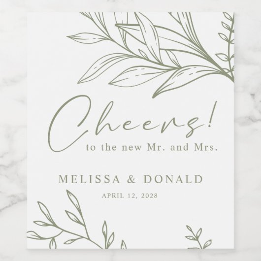 Étiquette Pour Bouteilles De Vin Sage Boho Fleurs Mariage Boho (Étiquettes simples)