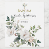 Étiquette Pour Bouteilles De Vin Sage Green Floral Baptême (Étiquettes simples)
