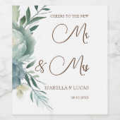 Étiquette Pour Bouteilles De Vin Sage Green Floral Mariage M. et Mme. (Étiquettes simples)