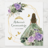 Étiquette Pour Bouteilles De Vin Sage Green Purple Quinceañera (Étiquettes simples)