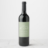 Étiquette Pour Bouteilles De Vin Sage vert élégant mariage moderne enregistrer la d (Devant)