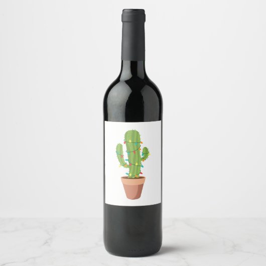 Étiquette Pour Bouteilles De Vin Saguaro Cactus Plante (Devant)