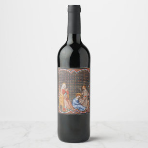 Étiquette Pour Bouteilles De Vin Saint Louis IX de France Protecteur des Rois Art