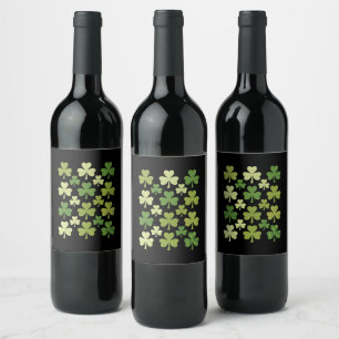 Étiquette Pour Bouteilles De Vin Saint Patrick's Day Heart Lucky Clover Shamrock