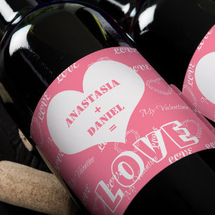 Étiquette Pour Bouteilles De Vin Saint Valentin coeur couple fiançailles