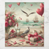 Étiquette Pour Bouteilles De Vin Saint-Valentin côtière/nautique (Étiquettes simples)