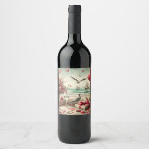 Étiquette Pour Bouteilles De Vin Saint-Valentin côtière/nautique