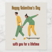 Étiquette Pour Bouteilles De Vin Saint Valentin Couple (Étiquettes simples)