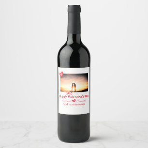 Étiquette Pour Bouteilles De Vin Saint-Valentin nœud rouge ajoutez photo nom cœur a
