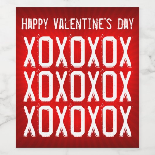 Étiquette Pour Bouteilles De Vin Saint Valentin XOXOXOX (Étiquettes simples)