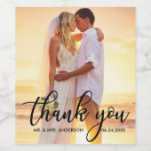 Étiquette Pour Bouteilles De Vin Salle de mariée Mariage moderne Merci Photo B (Étiquettes simples)