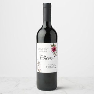 Étiquette Pour Bouteilles De Vin Salue Merci Bourgogne Fête des mariées Fleurs