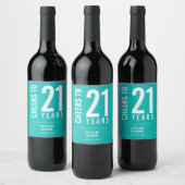 Étiquette Pour Bouteilles De Vin Salutations à 21 ans Turquoise (Bouteilles)
