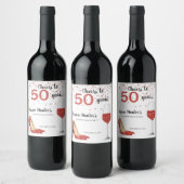 Étiquette Pour Bouteilles De Vin Salutations à 50 ans Parties scintillant rouge Vin (Bouteilles)