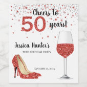 Étiquette Pour Bouteilles De Vin Salutations à 50 ans Parties scintillant rouge Vin (Étiquettes simples)