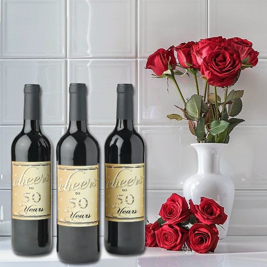 Étiquette Pour Bouteilles De Vin Salutations à 50 ans Parties scintillant satinée o
