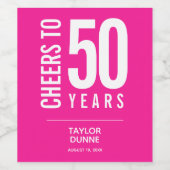 Étiquette Pour Bouteilles De Vin Salutations à 50 ans rose (Étiquettes simples)