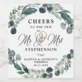 Étiquette Pour Bouteilles De Vin Salutations au nouveau Mariage M. et Mme Greenery (Étiquettes simples)