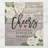 Étiquette Pour Bouteilles De Vin Salutations Aux Fleurs De Mariage Chaîne Lumière b (Étiquettes simples)