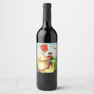Étiquette Pour Bouteilles De Vin Salutations de Pâques Whimsical : Rider sur Giant
