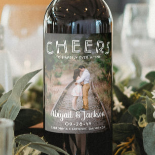 Étiquette Pour Bouteilles De Vin Salutations joyeuses à jamais après mariage photo 
