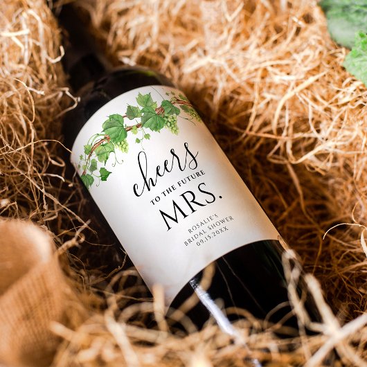 Étiquette Pour Bouteilles De Vin Salutations Pour L'Avenir Mme Fête des mariées Vin