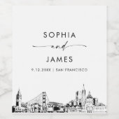 Étiquette Pour Bouteilles De Vin San Francisco Skyline (Étiquettes simples)