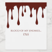 Étiquette Pour Bouteilles De Vin Sang de mes ennemis, sang coulant (Étiquettes simples)
