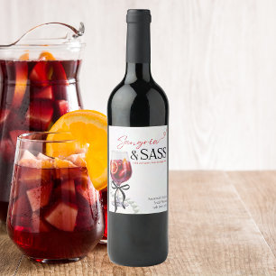 Étiquette Pour Bouteilles De Vin Sangria et Sass, Perles, Rubans