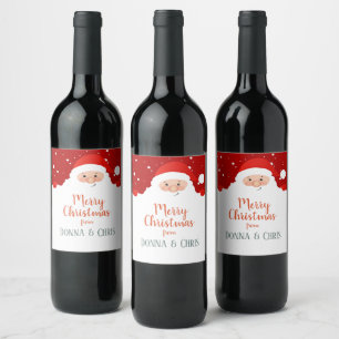 Étiquette Pour Bouteilles De Vin Santa Claus - Joyeux Noël - Personnalisé