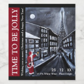 Étiquette Pour Bouteilles De Vin Santa in Paris Christmas Wine Label (Étiquettes simples)
