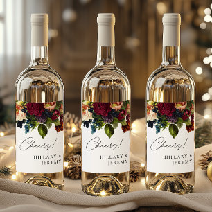 Étiquette Pour Bouteilles De Vin Santé! Moody Floral Mariage Bourgogne