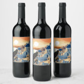 ÉTIQUETTE POUR BOUTEILLES DE VIN SANTORINI GRÈCE N° 1 (Bouteilles)