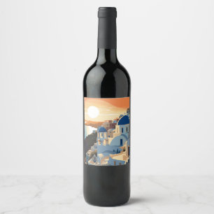 ÉTIQUETTE POUR BOUTEILLES DE VIN SANTORINI GRÈCE N° 1
