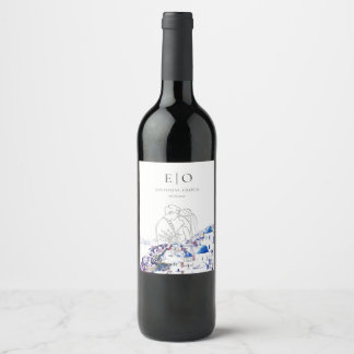 Étiquette Pour Bouteilles De Vin Santorini Mariage Étiquette à vin - Custom Bottle