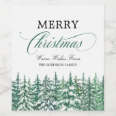 Étiquette Pour Bouteilles De Vin Sapins de Noël Élégant Script (Étiquettes simples)