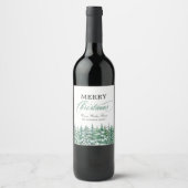 Étiquette Pour Bouteilles De Vin Sapins de Noël Élégant Script (Devant)