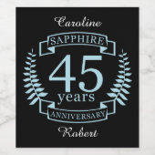 Étiquette Pour Bouteilles De Vin Sapphire 45e anniversaire mariage traditionnel (Étiquettes simples)