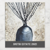 Étiquette Pour Bouteilles De Vin Saule dans l'aquarelle du vase (Étiquettes simples)