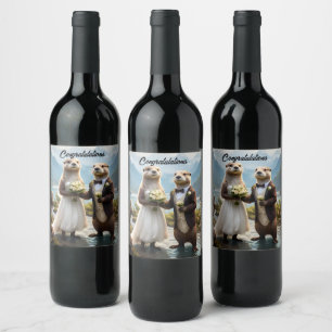 Étiquette Pour Bouteilles De Vin **"Scellé avec un baiser : Otterly in Love"**