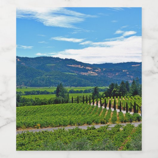 Étiquette Pour Bouteilles De Vin Scène de Napa Valley (Étiquettes simples)