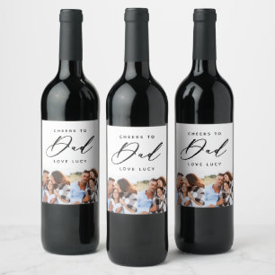 Étiquette Pour Bouteilles De Vin script amusant papa multi photo vin étiquette