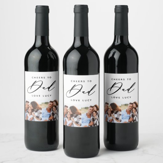 Étiquette Pour Bouteilles De Vin script amusant papa multi photo vin étiquette (Bouteilles)