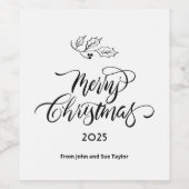Étiquette Pour Bouteilles De Vin Script Calligraphy Merry Christmas (Étiquettes simples)