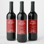 Étiquette Pour Bouteilles De Vin script de nœud rouge et blanc de Noël (Bouteilles)